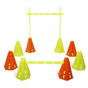 Cônes d'entraînement d'agilité - Haies réglables - Obstacles Conique avec Barre - Lot multifonction de Football / Fitness